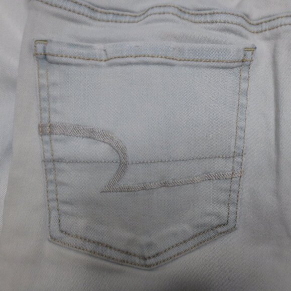 AMERICAN EAGLE womens JEANS light blue SUPER STRETCH X jegging DISTRESSED SIZE 6 - Picture 12 of 15